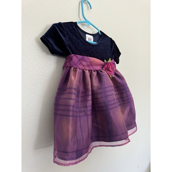 Brooke Lindsay Made In The USA Girls Velvet Tulle Purple Dress Size 12 Months - Picture 2 of 14